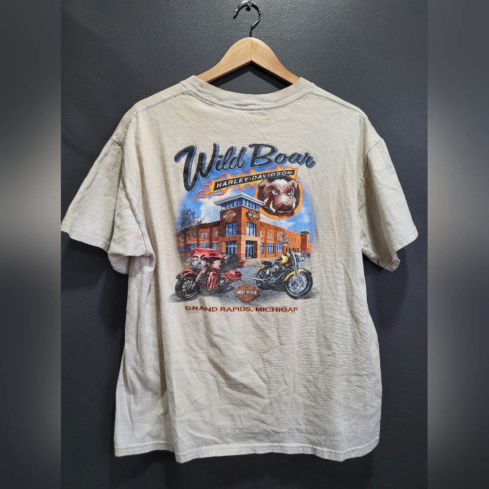 Vintage HARLEY DAVIDSON Wild Boar T-SHIRT GRAND RAPIDS MICHIGAN 2004 No Size Tag